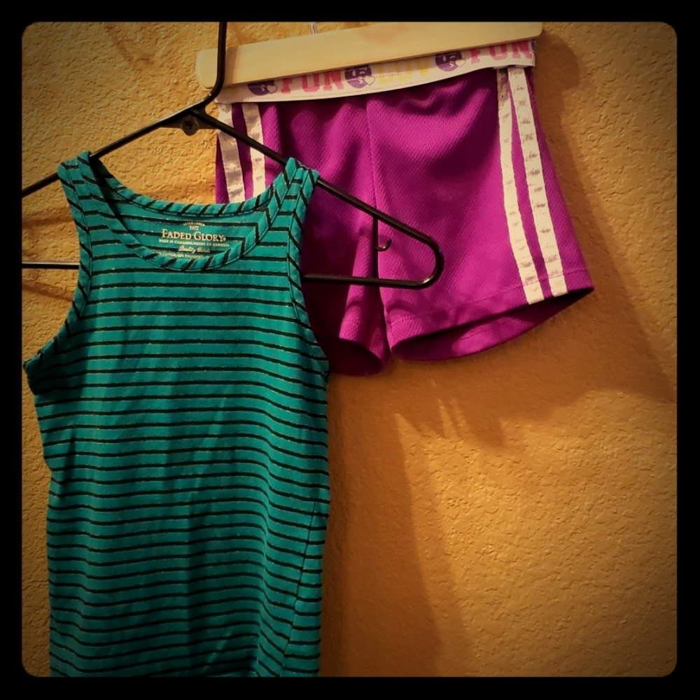 Girl's Faded Glory tank and shorts